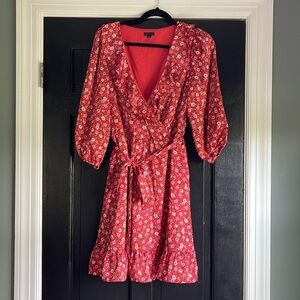 Puff Sleeve Silk Floral Dress